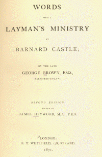 (Title page of Words from a Layman's Ministry by George Brown)