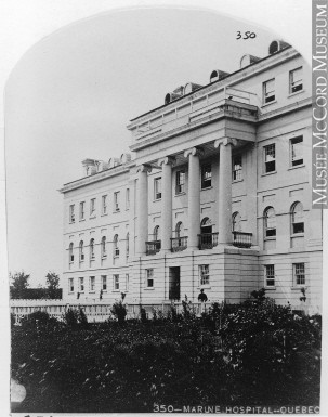 (Old photo of the Marine Hospital, Quebec.)